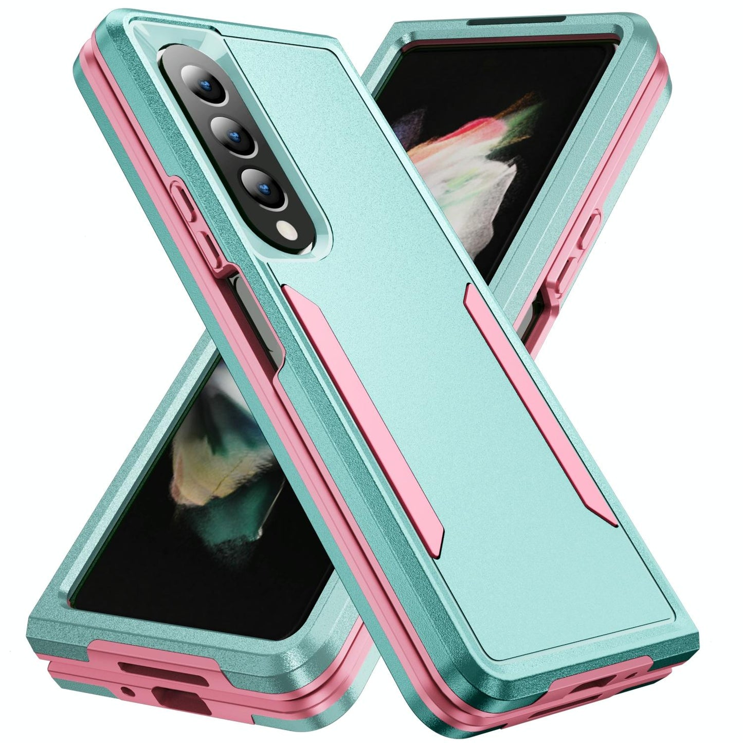 For Samsung Galaxy Z Fold4 5G Shockproof Pc Tpu Case - Purple + Black