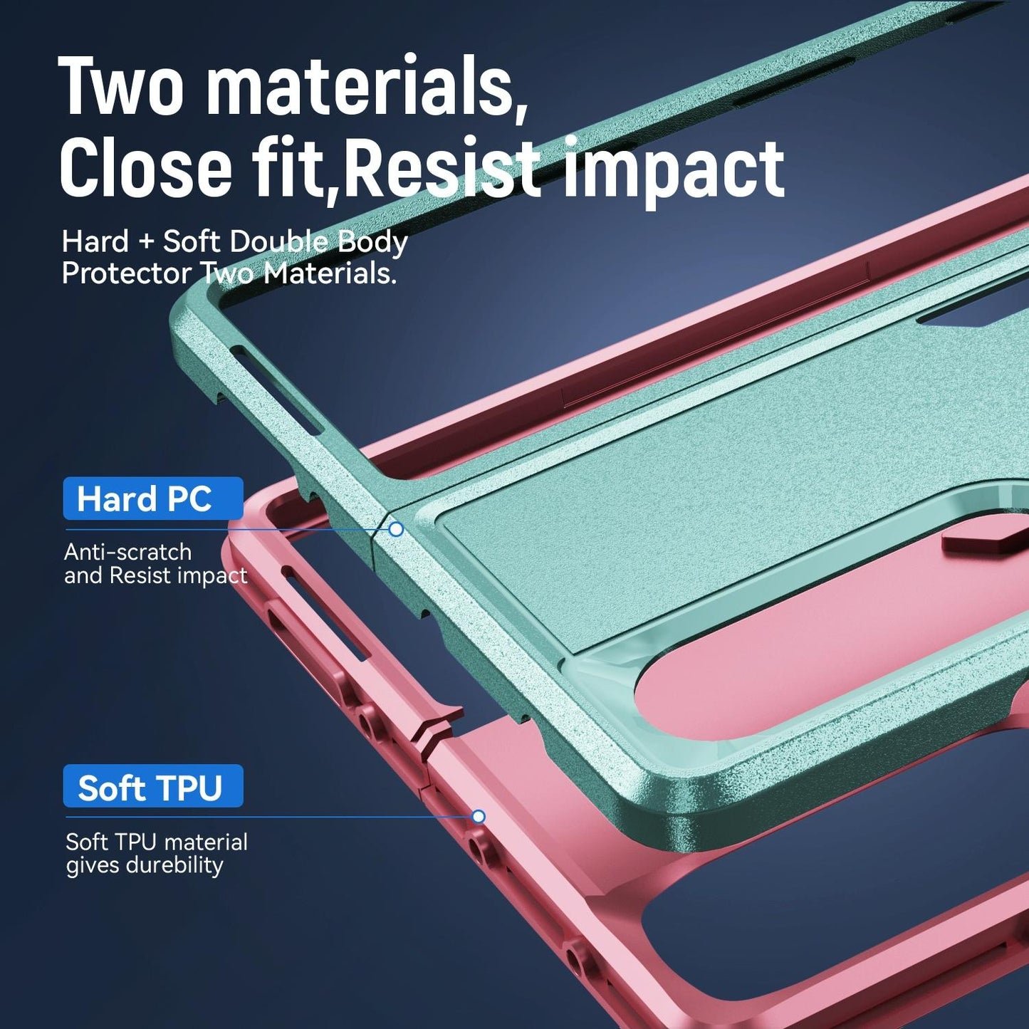 For Samsung Galaxy Z Fold4 5G Shockproof Pc Tpu Case - Purple + Black