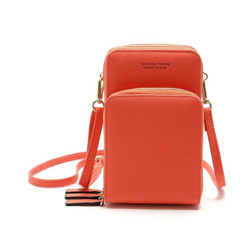 Women Pu Mobile Phone Shoulder Bag Large Capacity - Pink