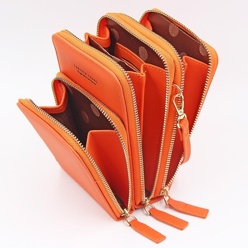 Women Pu Mobile Phone Shoulder Bag Large Capacity - Pink
