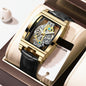 Waterproof Luminous Business Watch for Men - Gear Hollow Outdoor - Black Leather Gold