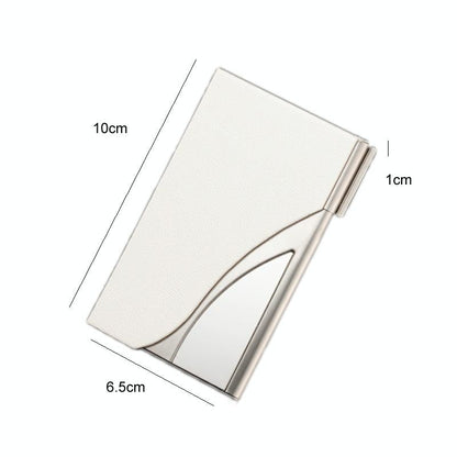 Stainless Steel Business Card Case Large Capacity - Litchi Purple