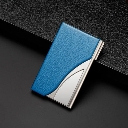 Stainless Steel Business Card Case Large Capacity - Litchi Purple