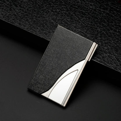 Stainless Steel Business Card Case Large Capacity - Litchi Purple
