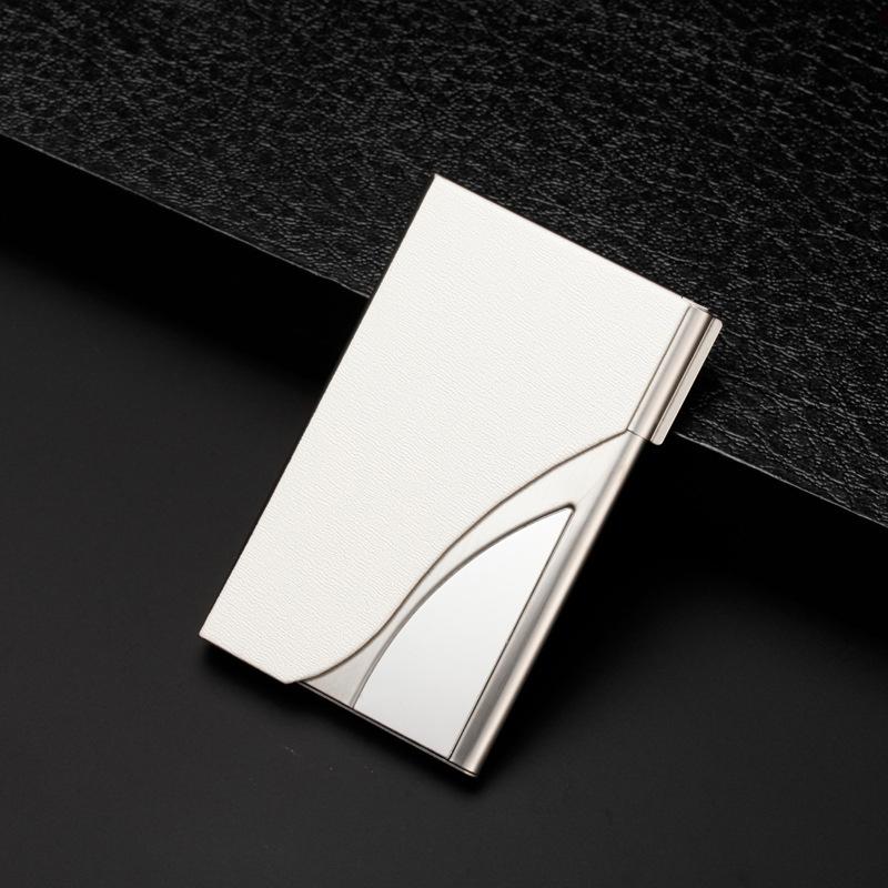 Stainless Steel Business Card Case Large Capacity - Litchi Purple