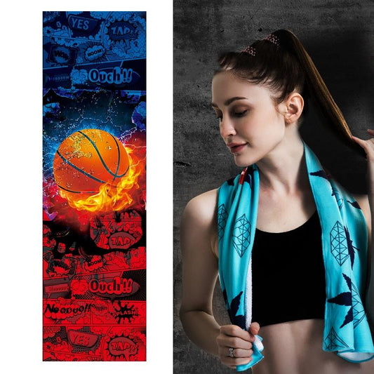 Quick Drying Cooling Towel For Outdoor Sports 100 X 30Cm - Basketball