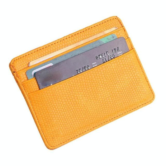 Lizard Pattern Pu Leather Card Holder Compact Bank Card Set - Yellow