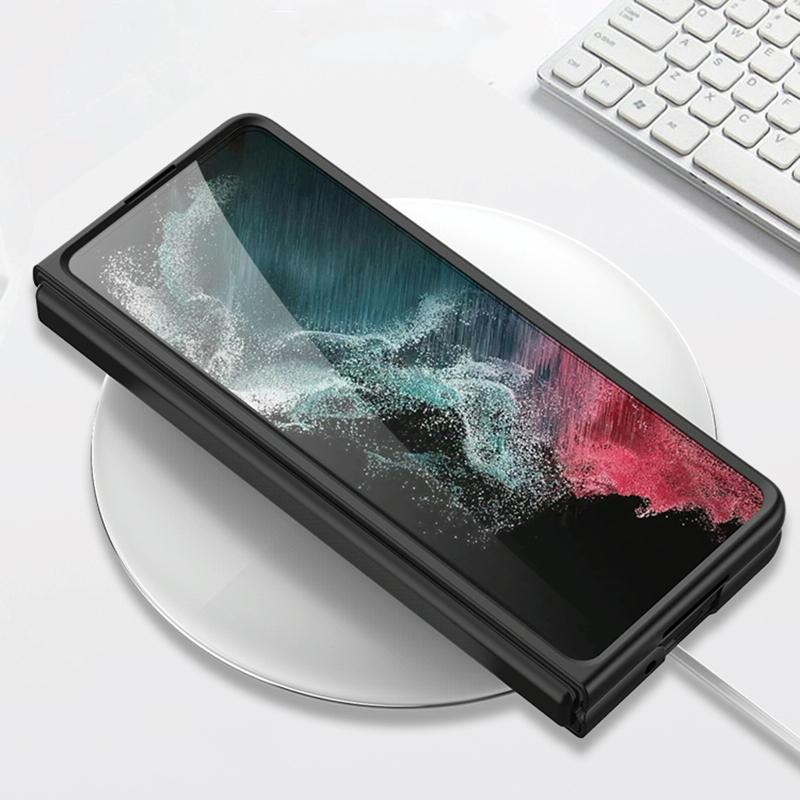 For Samsung Galaxy Z Fold4 5G Leather Case With Card Slots - Ultra Thin - Wine Red
