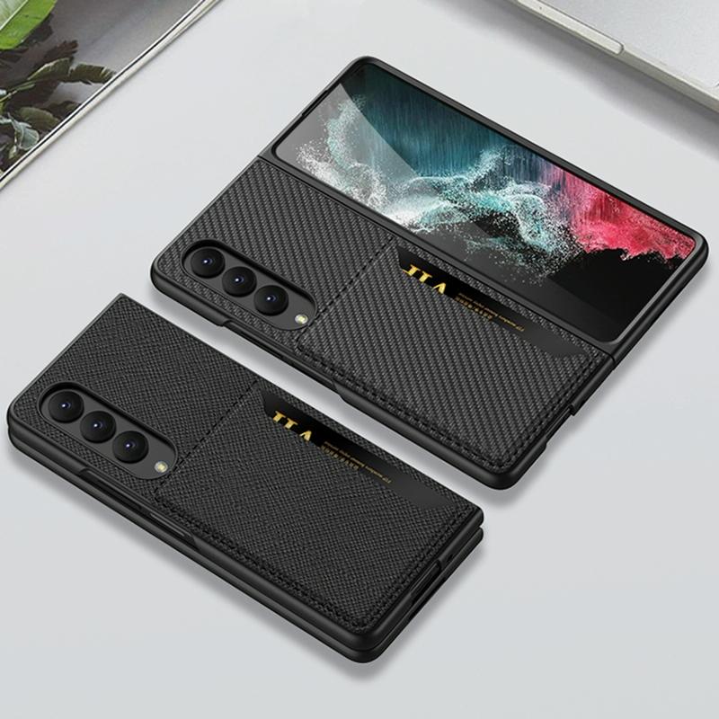 For Samsung Galaxy Z Fold4 5G Leather Case With Card Slots - Ultra Thin - Wine Red