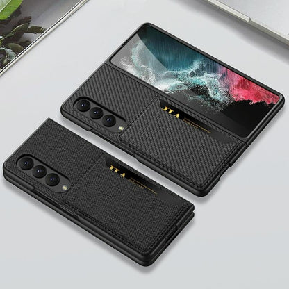 For Samsung Galaxy Z Fold4 5G Leather Case With Card Slots - Ultra Thin - Wine Red
