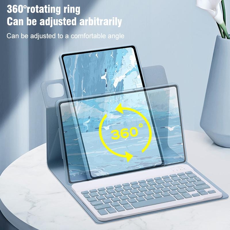 360 Degree Rotatable Bluetooth Keyboard Leather Case With Three-Colour Backlight - Pink - For Ipad 10Th Gen 10.9 2022