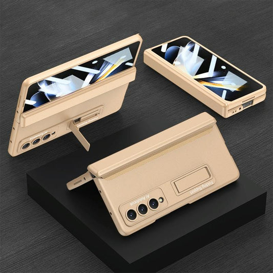 Foldable Magnetic Hinge Case for Samsung Galaxy z Fold 4 - Compact Design - Champagne Gold