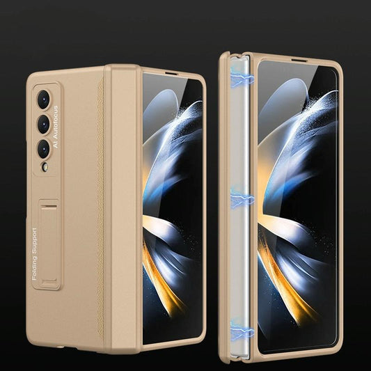 Foldable Magnetic Hinged Case for Samsung Galaxy z Fold 4 - Champagne Gold
