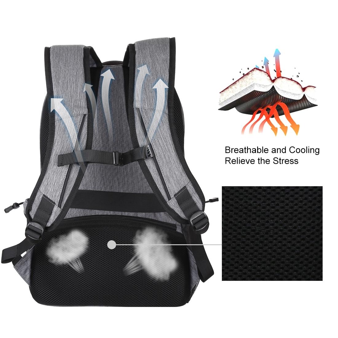 Grey Canvas Dual-shoulder Laptop Backpack - Portable Outdoor