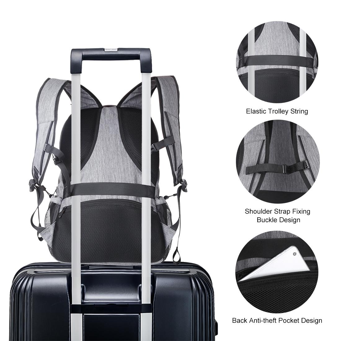 Grey Canvas Dual-shoulder Laptop Backpack - Portable Outdoor