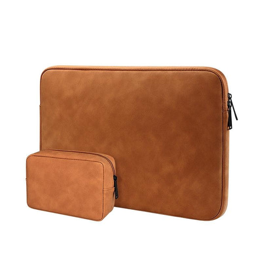 Lightweight Waterproof Lambskin Laptop Sleeve - Fits 14.1-15.4 Inches - Yellow With Bag