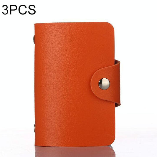 3 Pcs Upgraded Card Bag Transparent Business Card Holder With 12 Slots - Orange