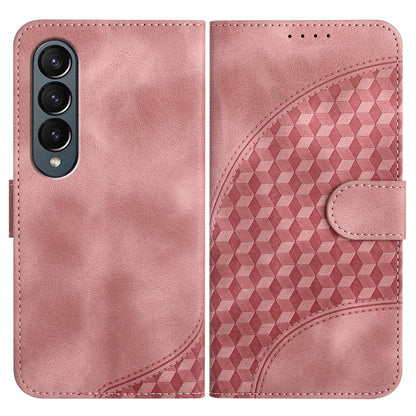 Embossed Elephant Head Phone Case for Samsung Galaxy z Fold 4 5g with Lanyard - Coffee