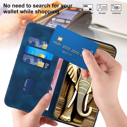 Embossed Elephant Head Phone Case for Samsung Galaxy z Fold 4 5g with Lanyard - Coffee