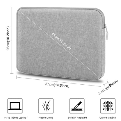 14-15 Inch Laptop Sleeve Briefcase Bag with Zipper - Grey