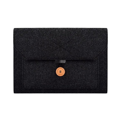 Versatile Felt Laptop Inner Bag with Button Closure - Grey