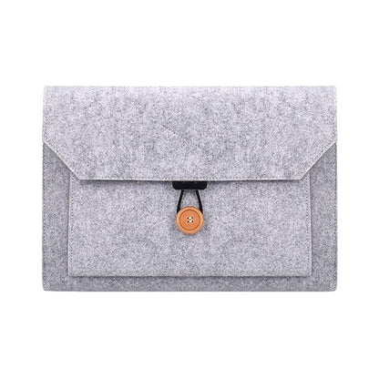 Versatile Felt Laptop Inner Bag with Button Closure - Grey