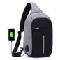 Portable Anti Theft Chest Bag With Usb Charging For Outdoor Sports Men / Women - Grey