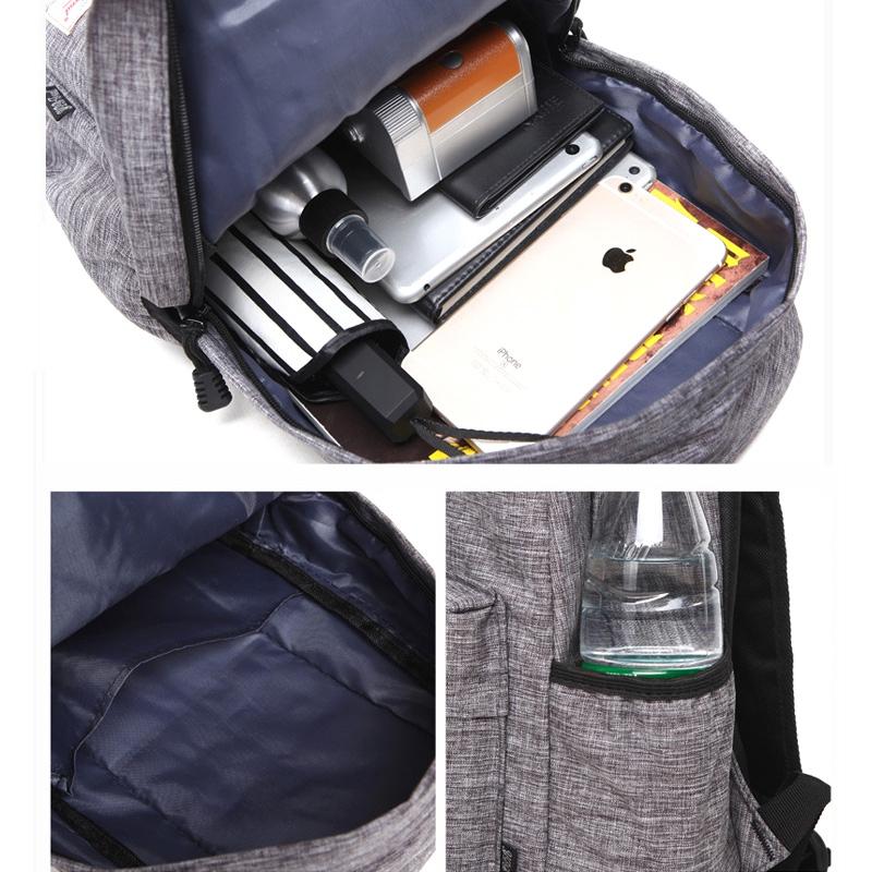 Versatile Canvas Laptop Backpack For 13-15 Inch - 36X25X10Cm - Grey