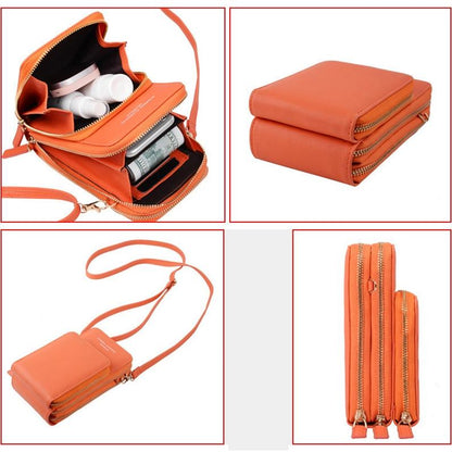 Women Pu Mobile Phone Shoulder Bag Large Capacity - Gray