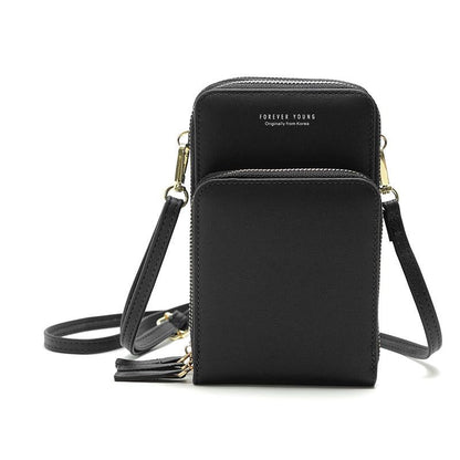 Women Pu Mobile Phone Shoulder Bag Large Capacity - Gray
