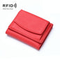 Compact Rfid Leather Coin Purse Wallet - Secure & Stylish - Red