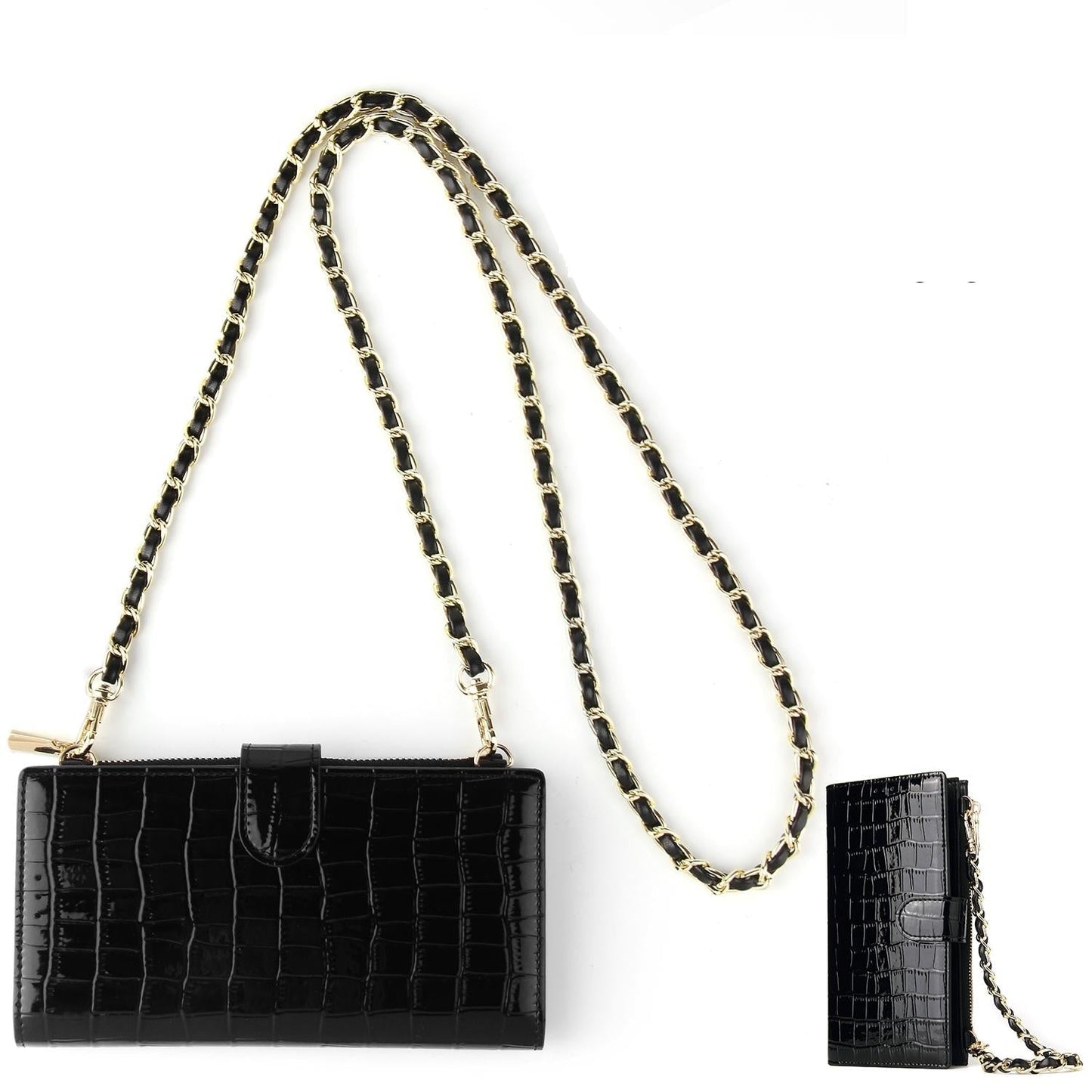 Convertible Crossbody Phone Purse With Chain - Beige White