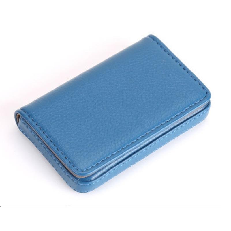 Stainless Steel Magnetic Business Card Holder Pu Leather Case - Orange