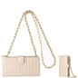 Long Crossbody Mini Shoulder Bag For Coins & Phone - Beige