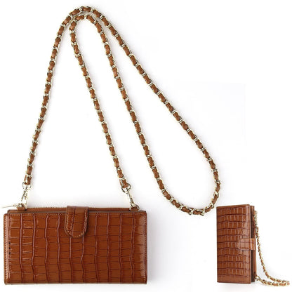 Long Crossbody Mini Shoulder Bag For Coins & Phone - Beige