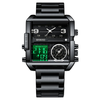 Waterproof Square Multifunctional Sports Quartz Watch - White Steel-White