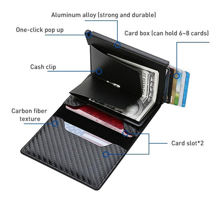 Carbon Fiber Rfid Wallet for Men - Dark Grey