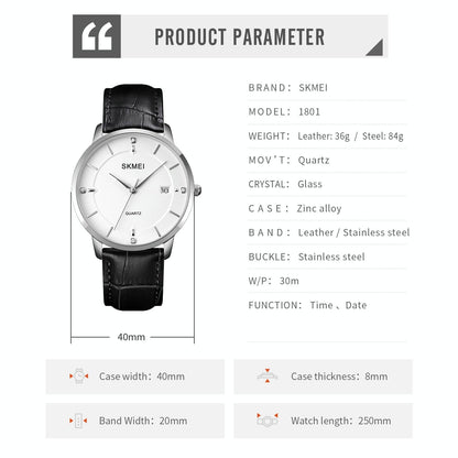 Men Casual Quartz Watch With Calendar - 1801
