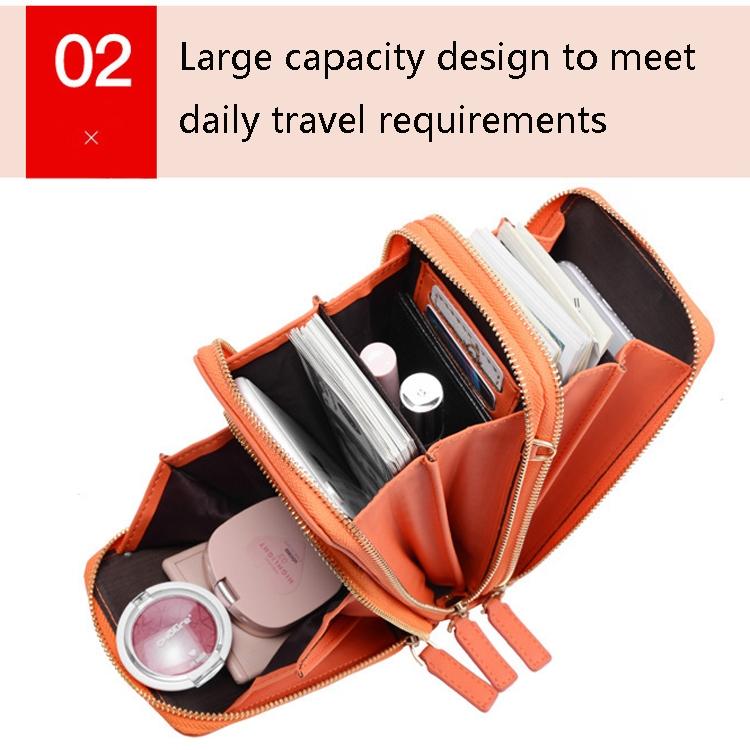 Women Pu Mobile Phone Shoulder Bag Large Capacity - Orange