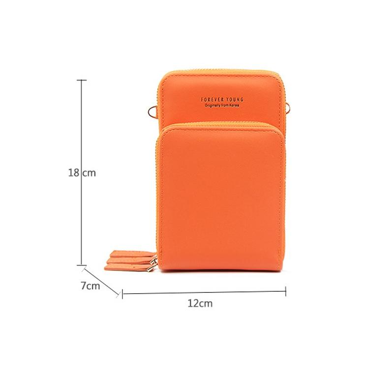 Women Pu Mobile Phone Shoulder Bag Large Capacity - Orange