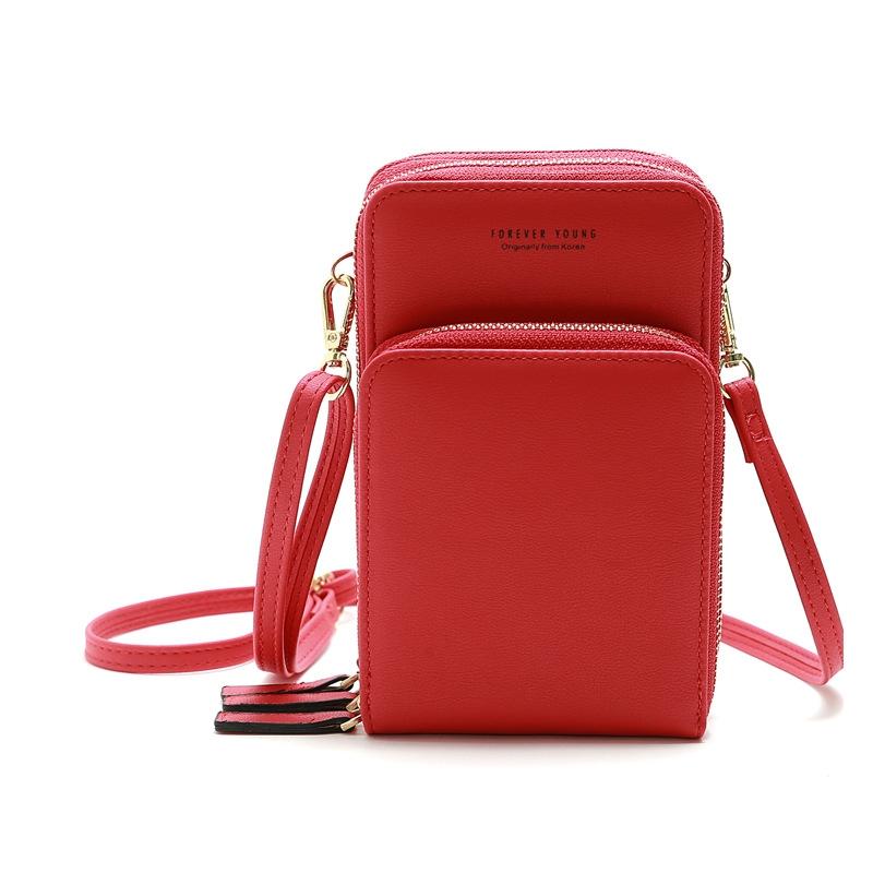 Women Pu Mobile Phone Shoulder Bag Large Capacity - Orange