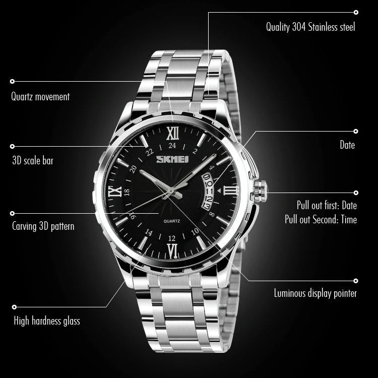 Waterproof Silver Shell Quartz Watch - Multifunctional Outdoor Fashion - Gold