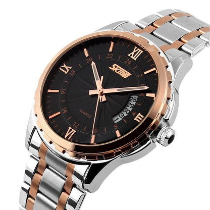 Waterproof Multifunctional Quartz Wrist Watch - Fashionable and Business-ready - Gold