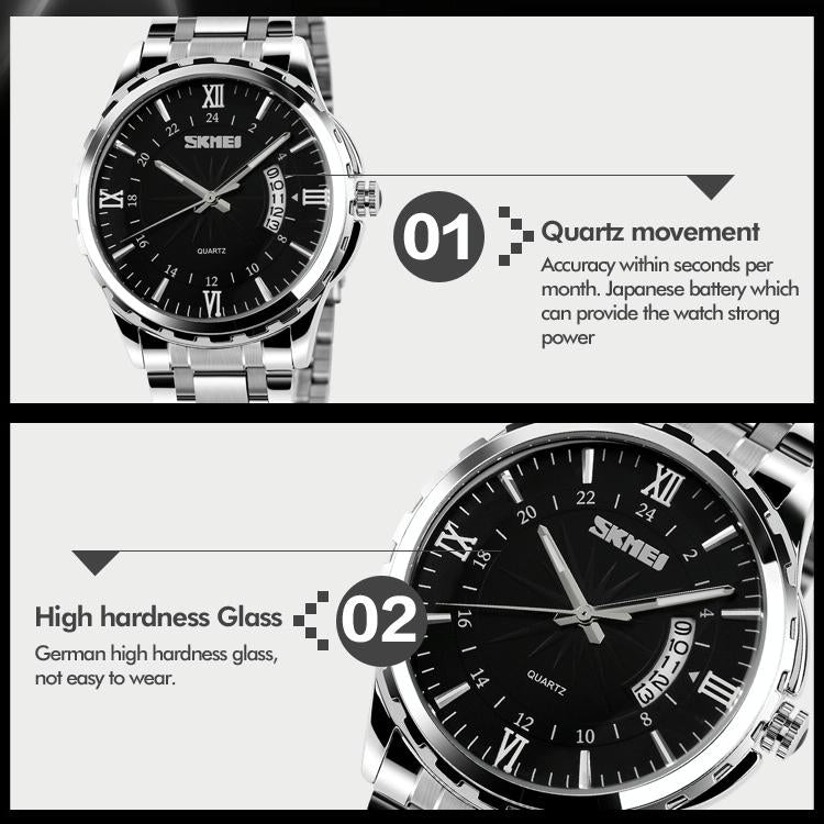 Waterproof Multifunctional Quartz Wrist Watch - Fashionable and Business-ready - Gold
