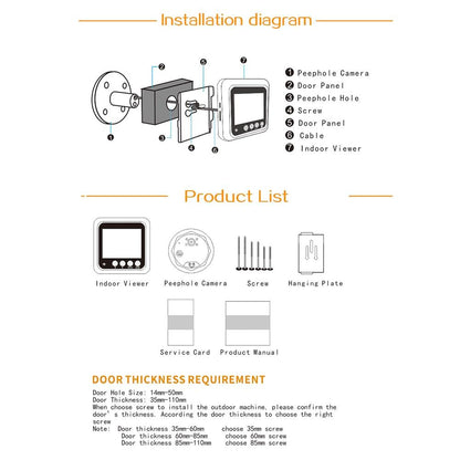 2.4 Screen 2.0Mp Security Camera With Night Vision And Video Recording - No Disturb Peephole Viewer - Gold