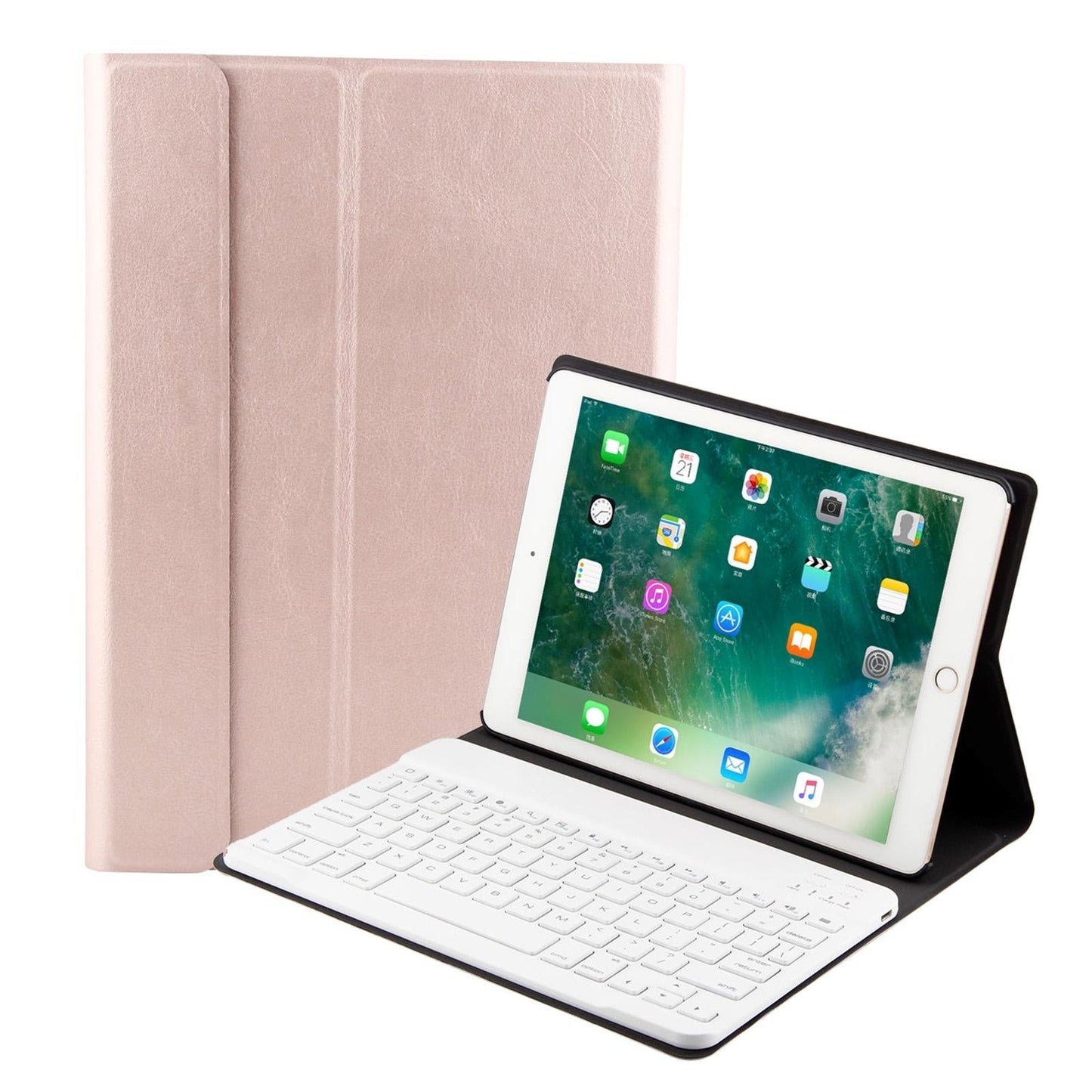 Bluetooth Keyboard & Leather Tablet Case For Ipad Air / Pro 9.7 - Three-Gear Angle Adjustment Magnetic Sleep Function - Abs Brushed Texture - Gold