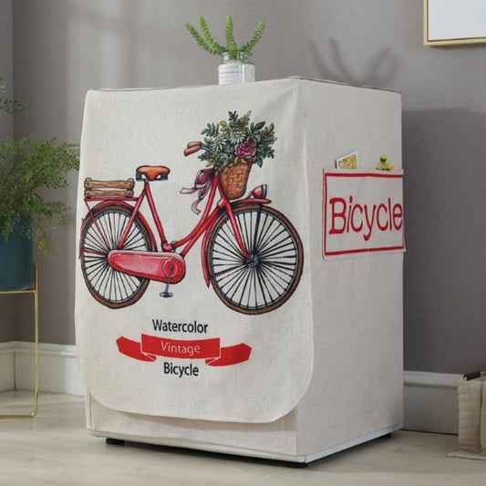 Cartoon Cotton Linen Drum Roller Washing Machine Dust Cover - 83x60x60cm Size - Bike