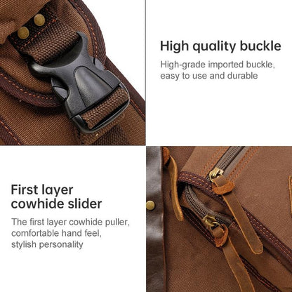 Multi Function Canvas Chest Bag Shoulder Messenger Crossby Bag - Khaki