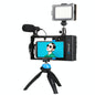 Bluetooth Vlogging Kit With Led Light Mic Tripod - Blue