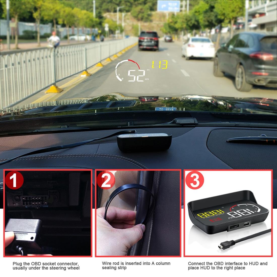 Universal Car Obd2 Hud 3.5 Inch Vehicle Head Up Display - Blue